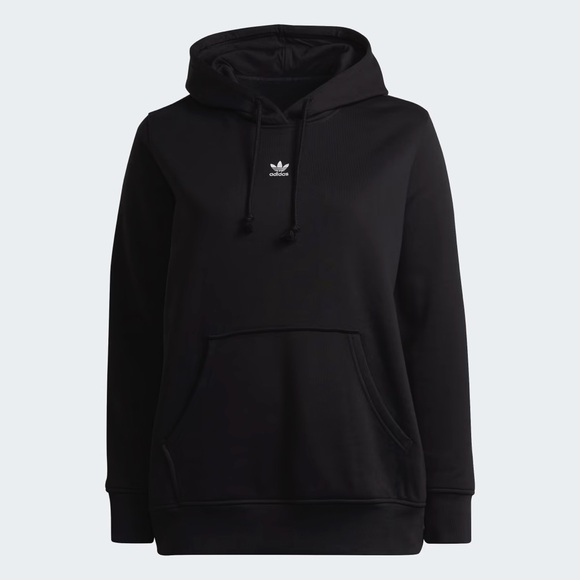 Adidas Black Embroidered Logo Hoodie Drawstring Hooded Sweatshirt - Picture 5 of 13